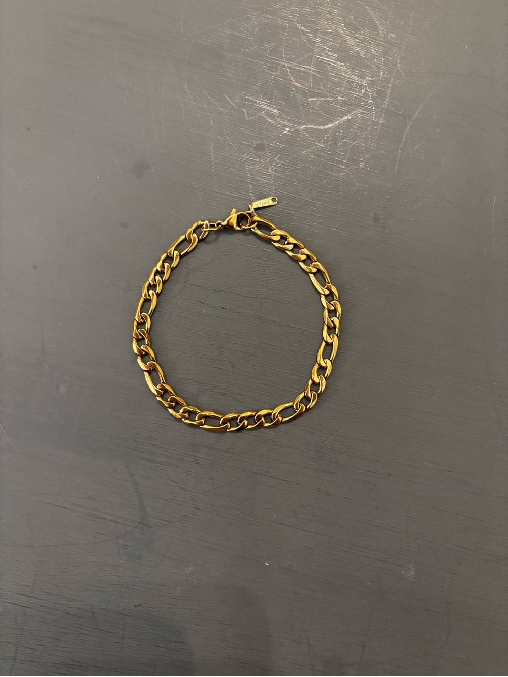 NEW 18K Gold PVD S. Steel Figaro Chain Bracelet